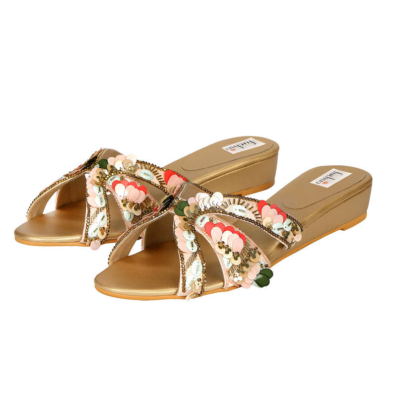 Fuchsia by Aashka Mehta Pink Embellished Colour Pop Sliders (EURO 37)