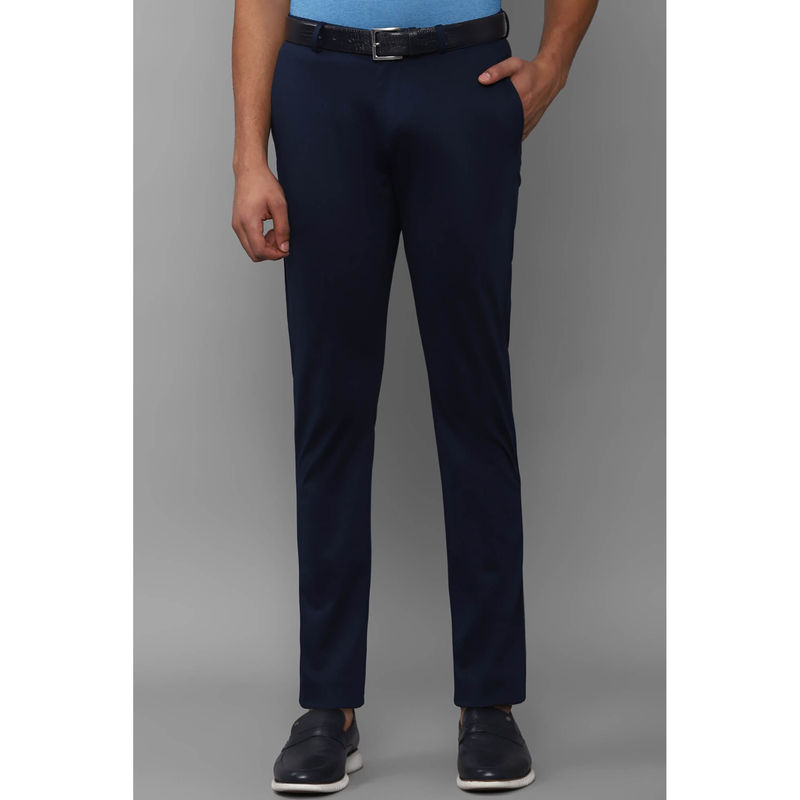 Buy Allen Solly Men Navy Slim Fit Solid Casual Trousers Online