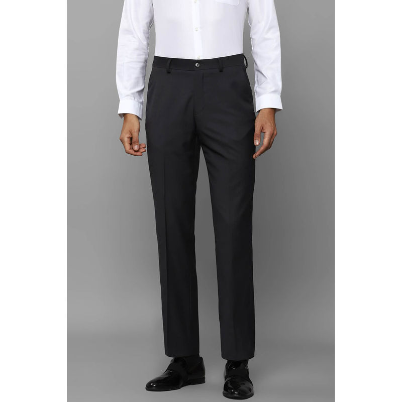 Louis Philippe Men Black Regular Fit Solid Flat Front Formal Trousers (30)