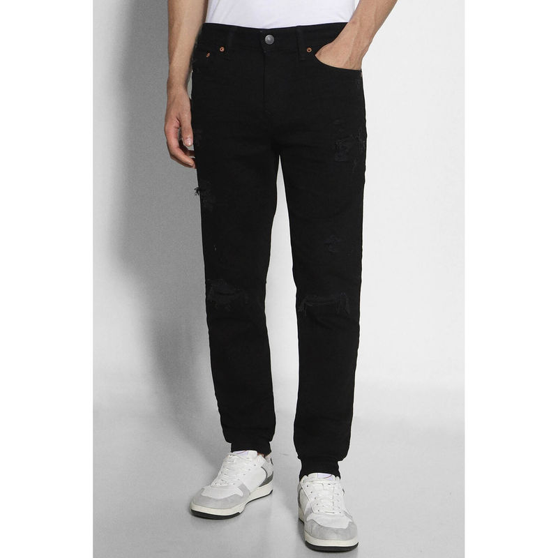 American Eagle Men Black Air Flex Plus Patched Ultrasoft Athletic Skinny Jean (29)