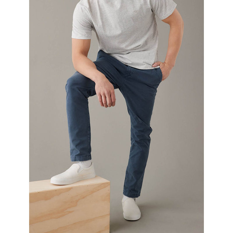 American Eagle Men Blue Flex Slim Lived In Khaki Pants (29)