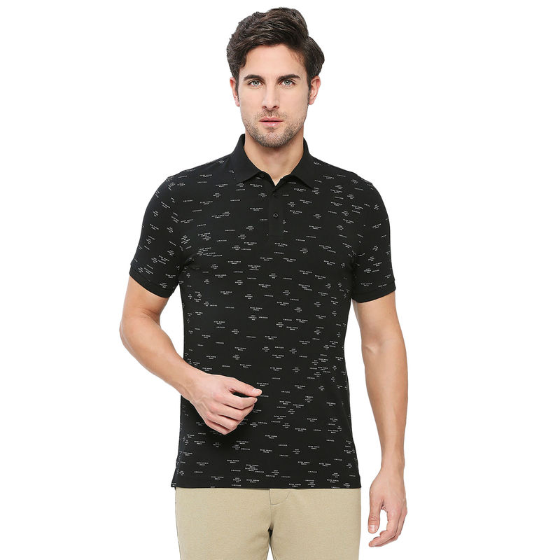 Being Human Men Half Sleeves Black Solid Polo T-Shirt (S)