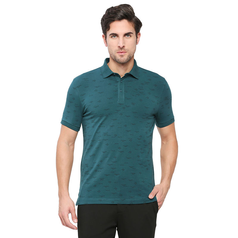 Being Human Men Half Sleeves Teal Solid Polo T-Shirt (S)