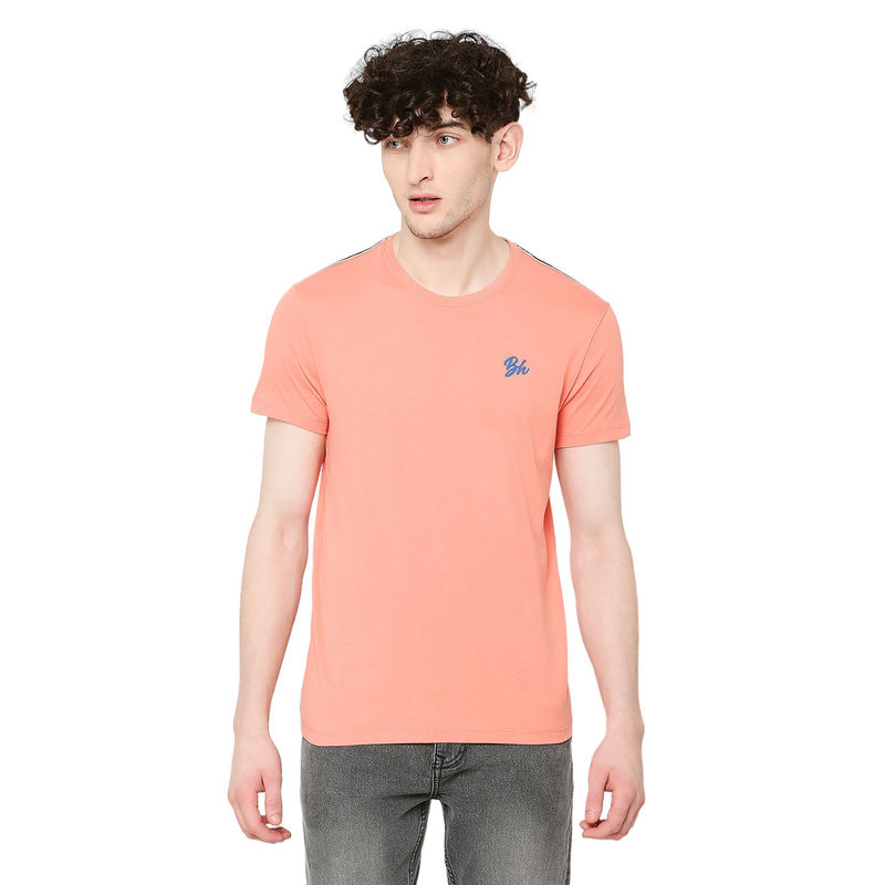 Being Human Men Half Sleeves Orange Solid T-Shirt (S)