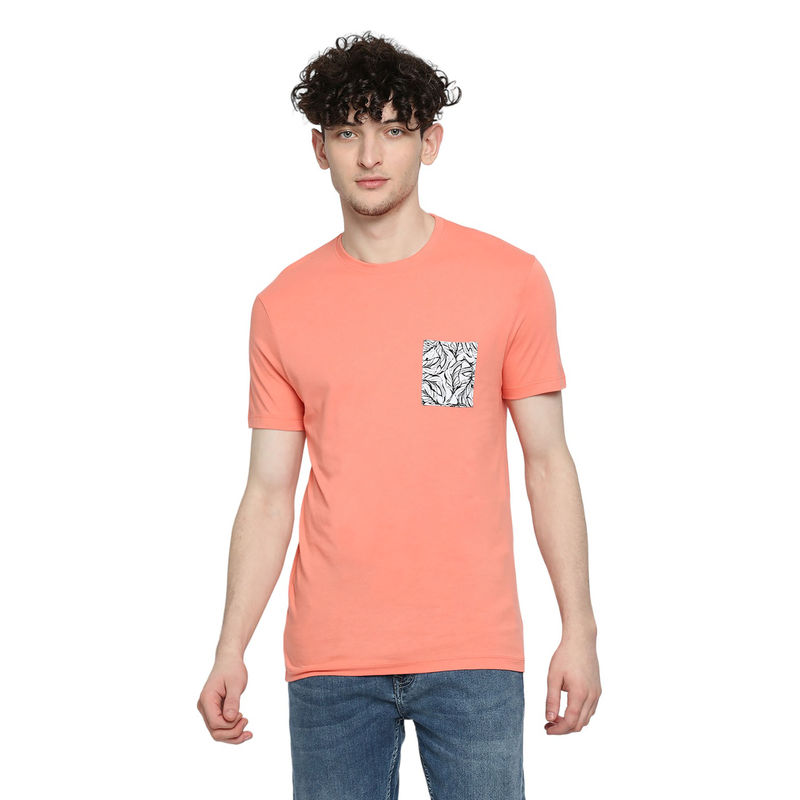 Being Human Men Half Sleeves Orange Printed T-Shirt (M)