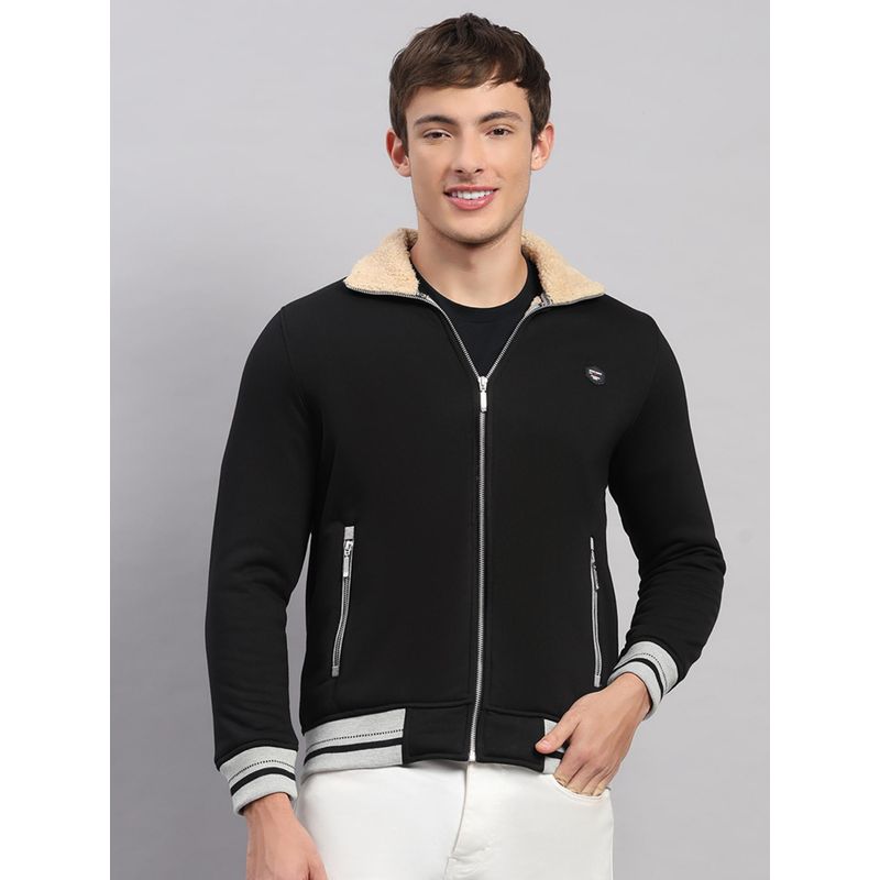 Monte Carlo Men Black Regular Fit Solid Sweatshirt (M)