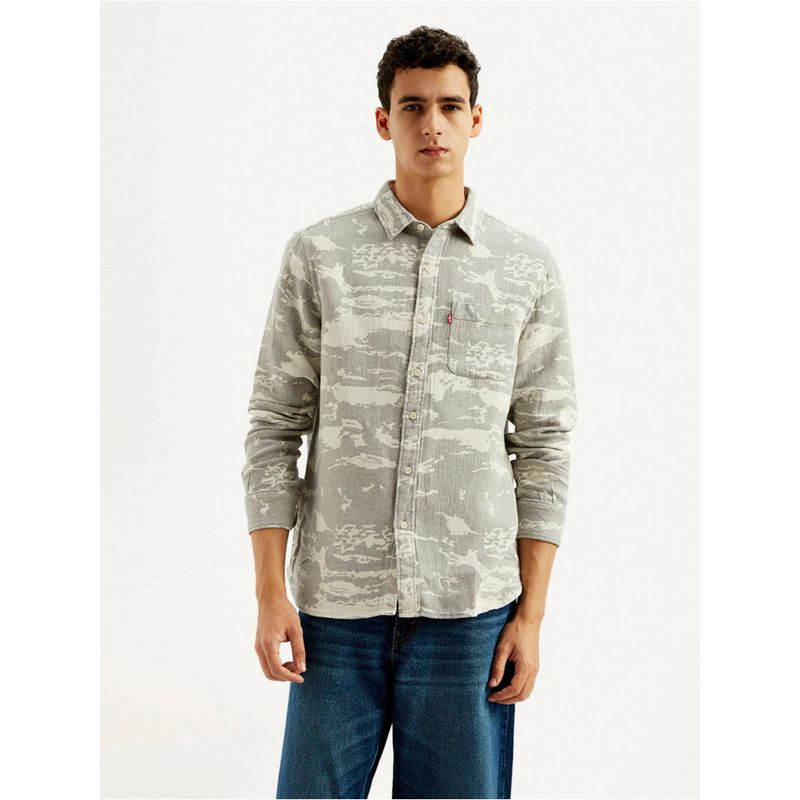 Levi's Men Grey Camo Slim Fit Shirt (L)