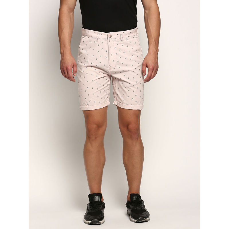 SHOWOFF Mens Mid-Rise Above Knee Printed Pink Cotton Short (36)
