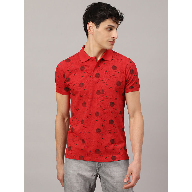 Free Authority Red Star Wars Printed Regular Fit Polo T-Shirt (S)