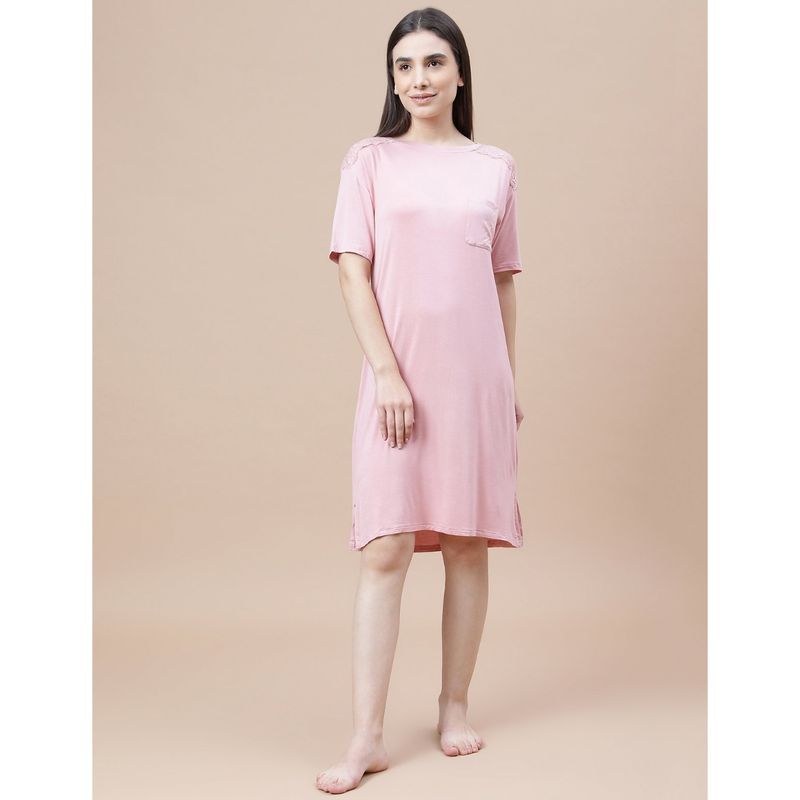 Marks & Spencer Viscose Mix Lace Crew Neck Nightdress (S)