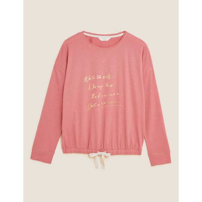 Marks & Spencer Cotton Worry Less Printed Pyjama Top (M)