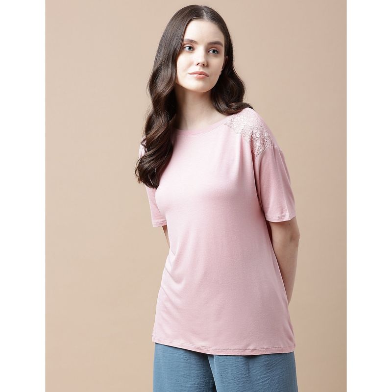 Marks & Spencer Viscose Mix Lace Round Neck Top (XS)