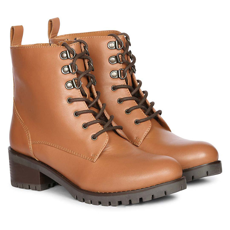 Saint G Womens Tan Leather Lace Up Ankle Boots (EURO 36) (EURO 36)