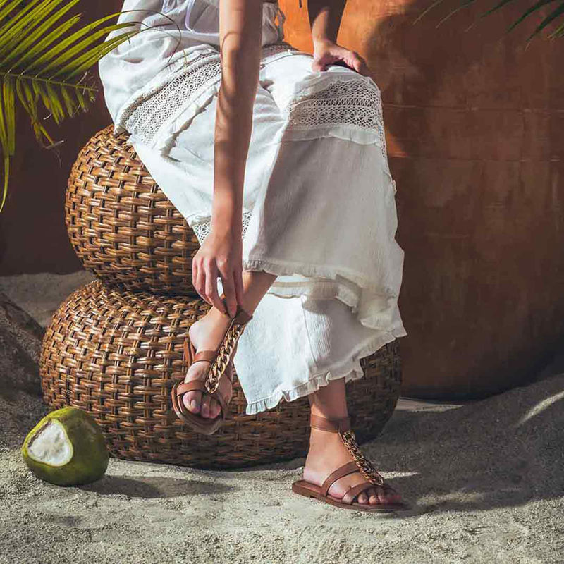 Saint G Womens Round Toe Brown Genuine Leather Flats (UK 4)