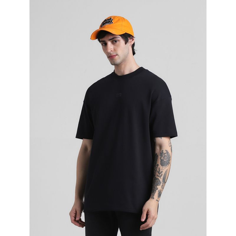 Jack & Jones Black Drop Shoulder/Boxy Fit Non Stretch T-Shirt (M)