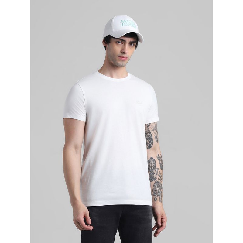 Jack & Jones White Slim Fit Non Stretch T-Shirt (M)