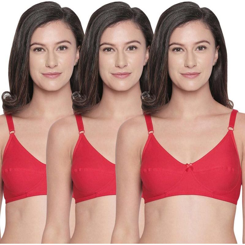 Bodycare B, C & D Cup Perfect Coverage Bra-Pack Of 3 - Red (32B)