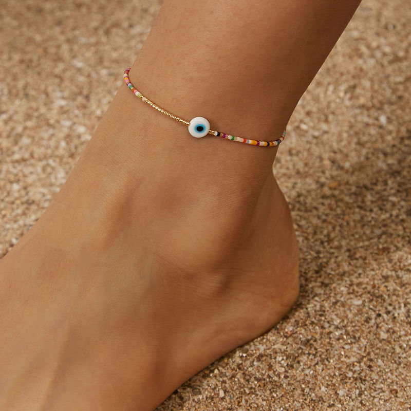 Buy Pipa Bella by Nykaa Fashion Beaded Evil Eye Rainbow Anklet Online