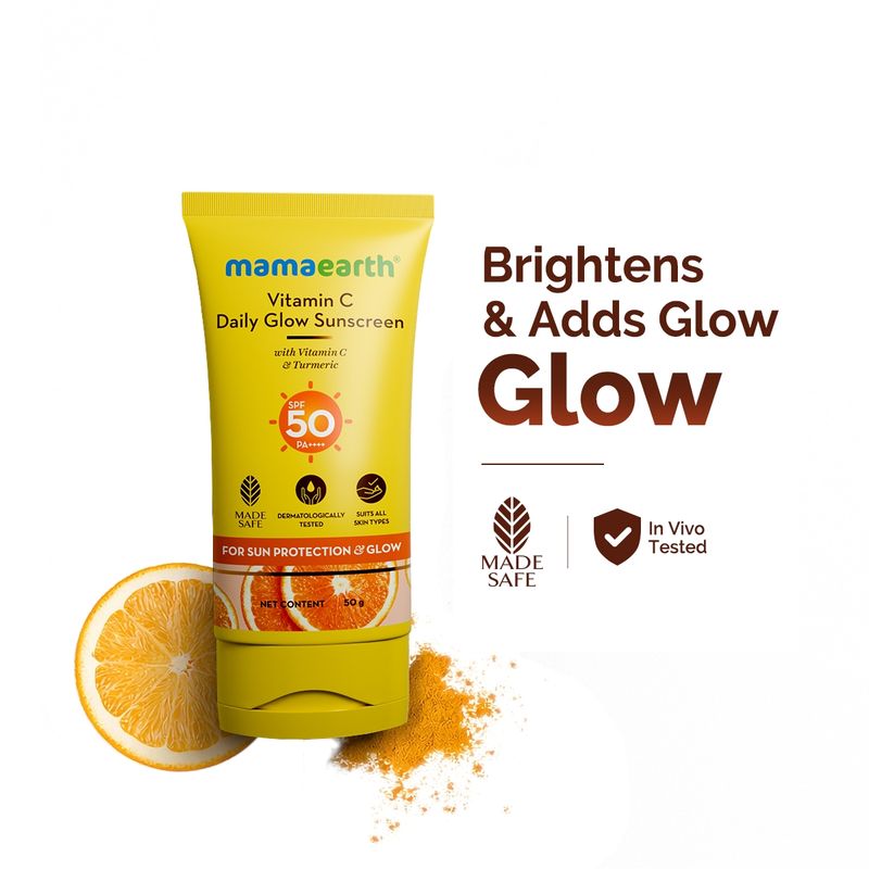 Mamaearth Vitamin C Daily Glow Sunscreen With Vit C & Turmeric For Tan Protect... - In-Vivo tested