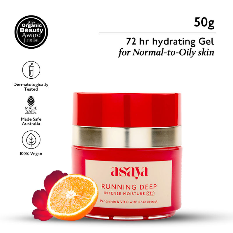 Asaya 72 Hr Hydrating Gel With Ha Rose Extract And Vitamin C Face Moisturizer For Oily Skin