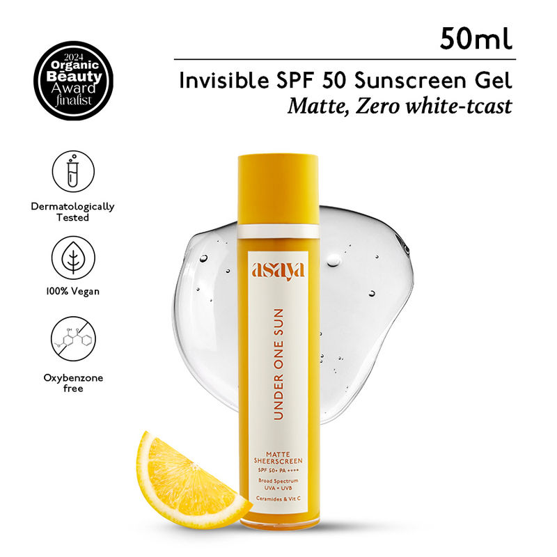 Asaya Vitamin C And Ceramide Sunscreen Spf 50+ Pa++++ Lightweight Invisible Gel Sunscreen For Face