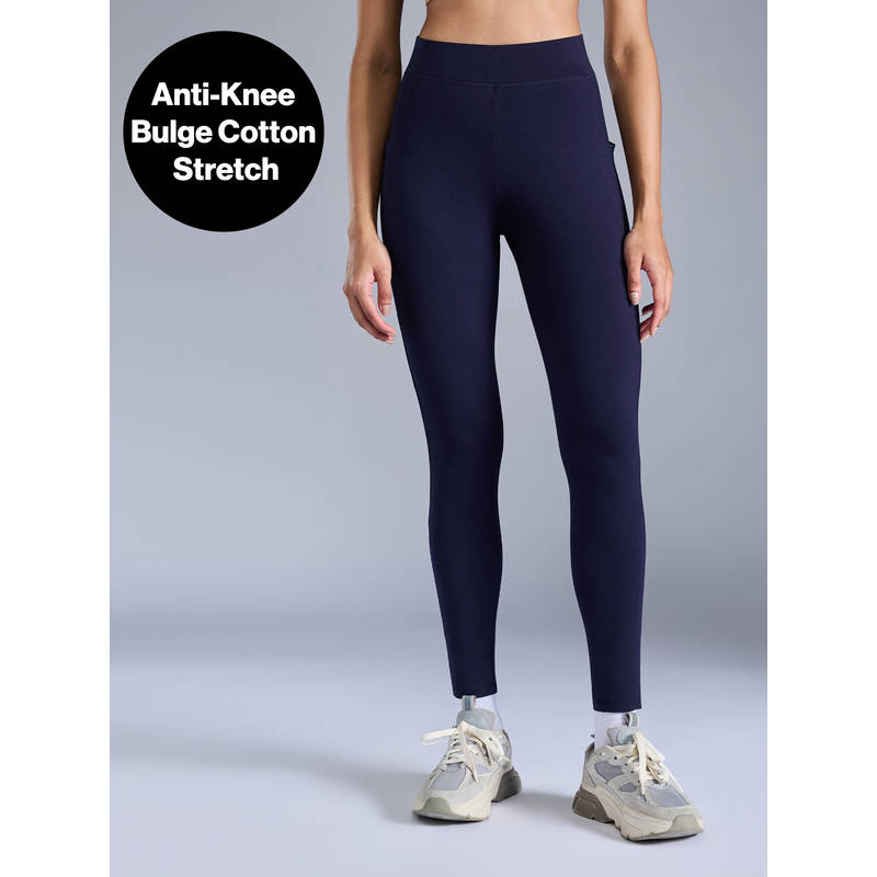 Kica Cotton Stretch Leggings with Side Pockets & Shape-Retaining Fit KIC502 Blue (XS)