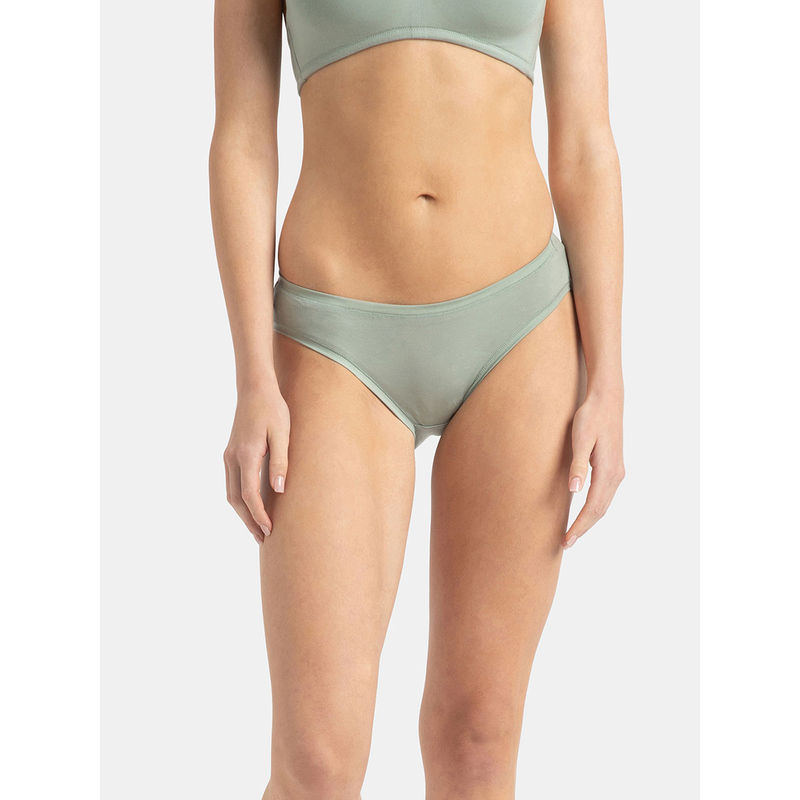 Jockey JW01 Women Medium Coverage Tencel Lyocell Elastane Bikini - Iceberg Green (L)