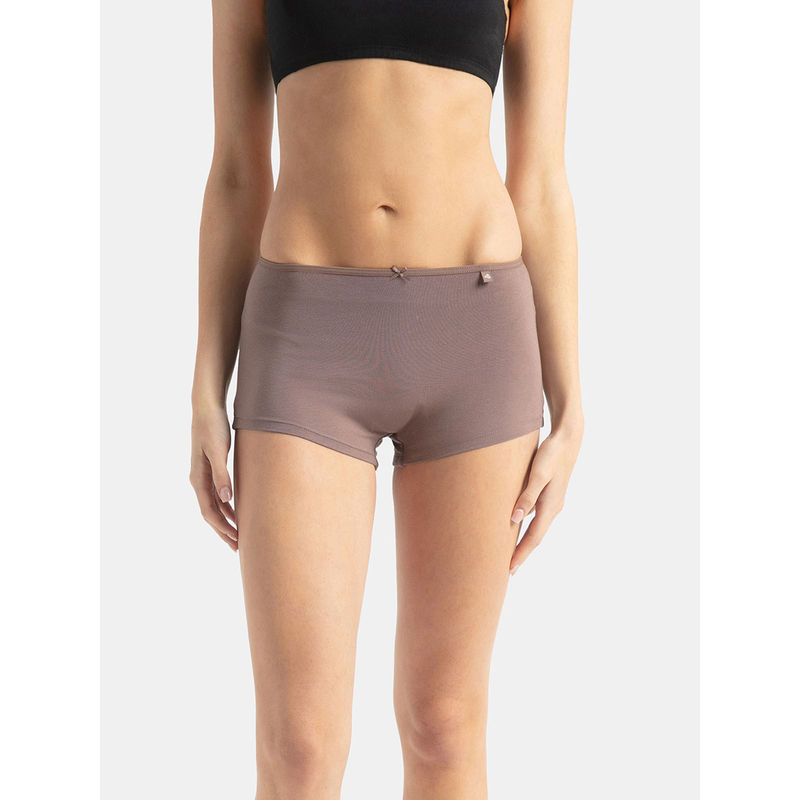 Jockey SS04 Women High Coverage Super Combed Cotton Elastane Boy Leg - Deep Taupe (L)