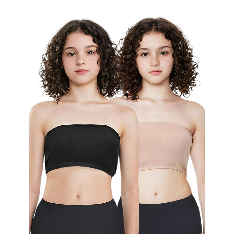 Adira Multi-Color Solid Cotton Strapless Medium Coverage Tube Bra (Pack of 2) (S)