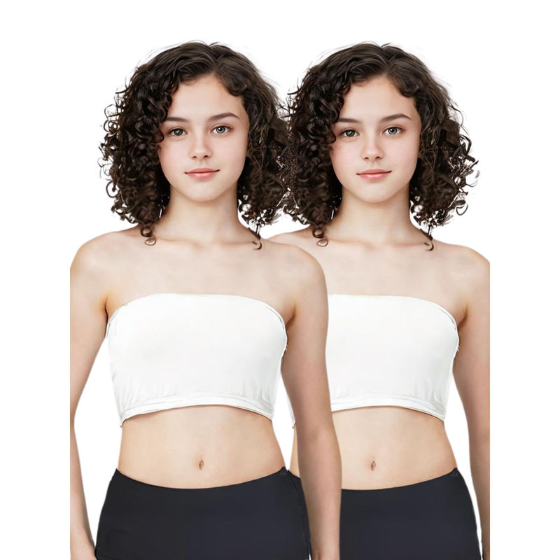 Adira White Solid Cotton Strapless Medium Coverage Tube Bra (Pack of 2) (XXS)