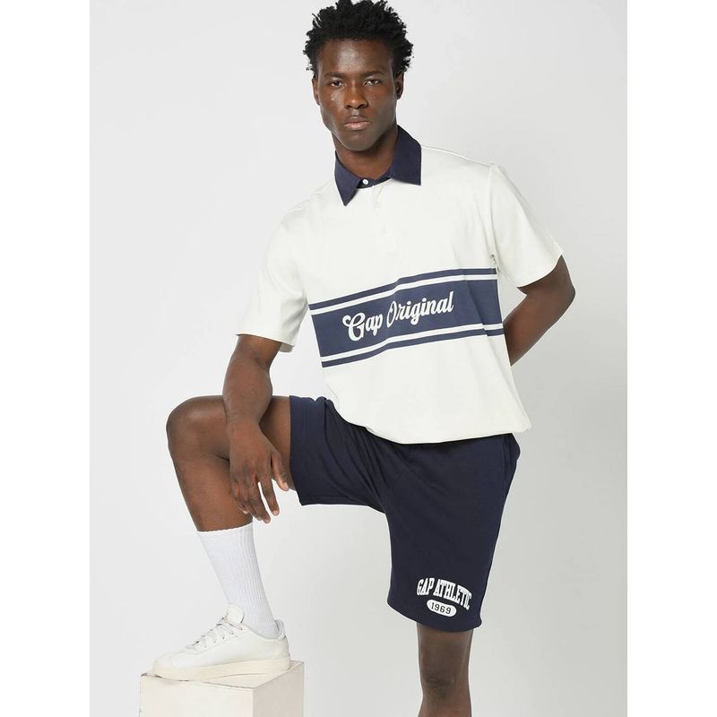 GAP Men White Colorblock Polo T-Shirt (L)