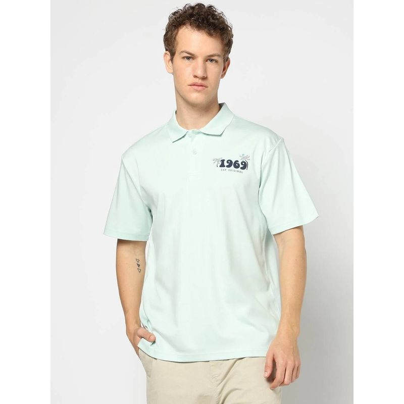 GAP Men Blue Graphic Polo T-Shirt (M)