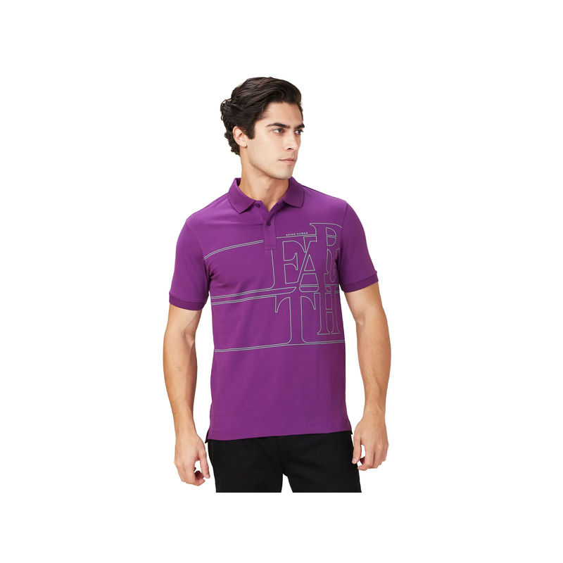Being Human Clothing Purple Regular Fit Men Polo T-Shirt (L)