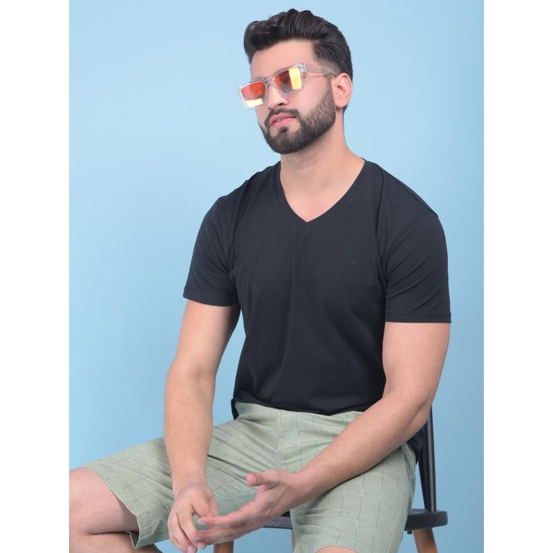 CRIMSOUNE CLUB Mens Black Cotton T-Shirt (XL)