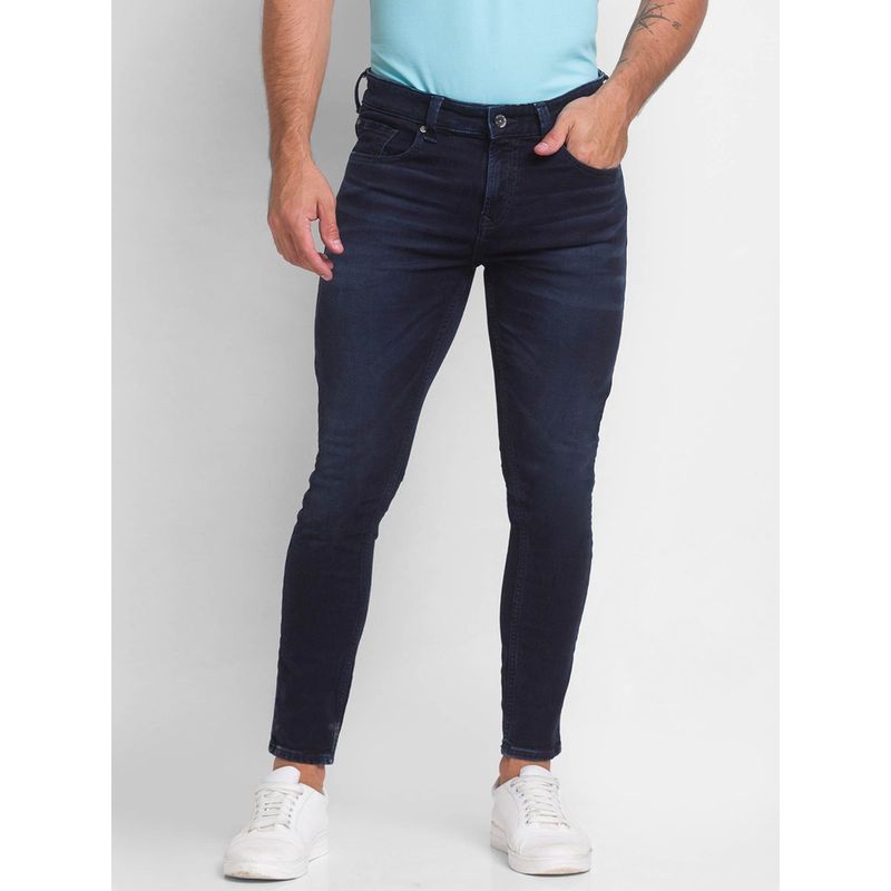 Spykar Dark Blue Cotton Slim Fit Tapered Length Jeans for Men (Kano) (34)