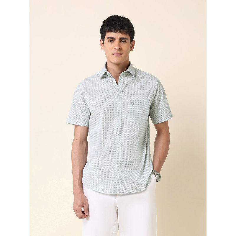 U.S. POLO ASSN. Men Tailored Fit Geometric Printed Shirt (L)