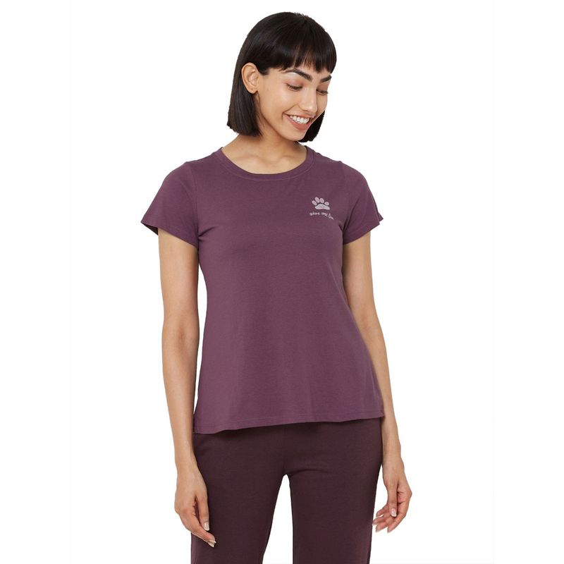 SOIE Women's Soft Cotton Modal Lounge T-shirt - Maroon (XXL)