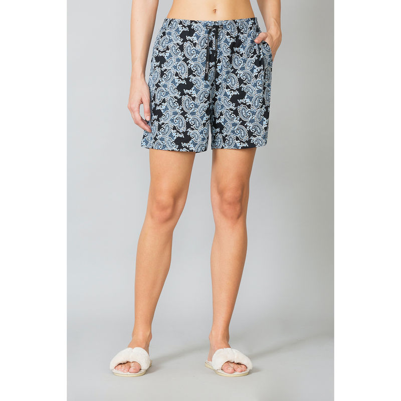 Van Heusen Women Functional Pocket & Drawstring Waist Lounge Shorts - Blue (S)