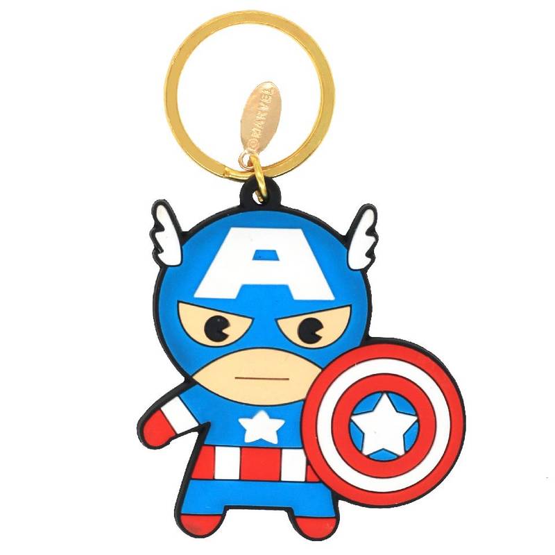 Marvel Captain America Rubber Keychain - Gummischlüsselanhänger Mit Metallring