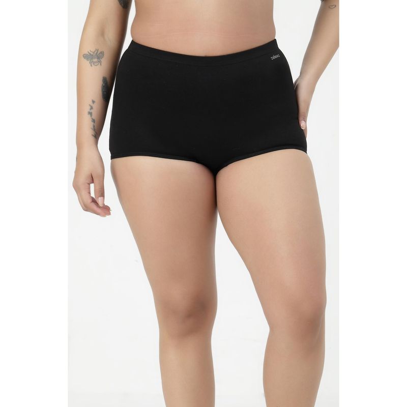 Zelena Black High Rise Maternity Tummy Control Boyshort Brief (S)