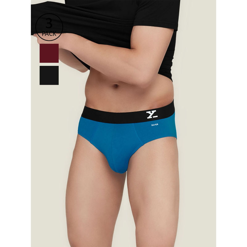 XYXX Men Silver Cotton Underwear Anti-odour Tech Lasting Freshness Multi-Color (Pack of 3) (S)