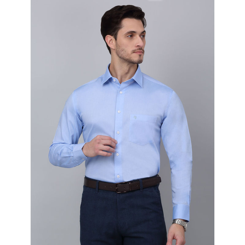 Cantabil Men Sky Blue Solid Formal Full Sleeve Shirt (42)