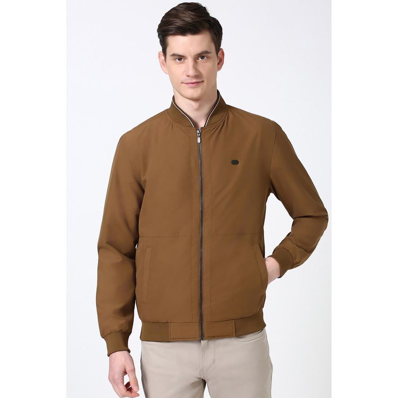 Peter England Men Brown Solid Casual Jacket (L)