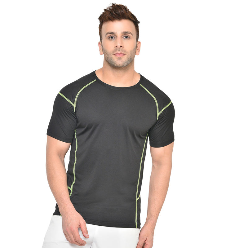 CHKOKKO Men Round Neck Regular Dry Fit Gym Sports T-Shirt (L)