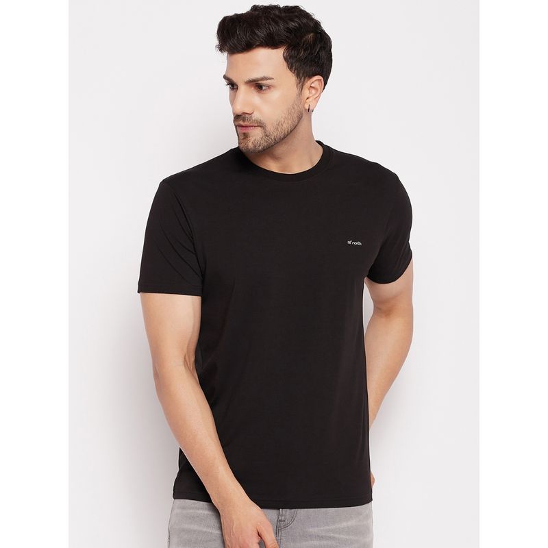 98 Degree North Mens Cotton Lycra Black Round Neck T-Shirt (L)