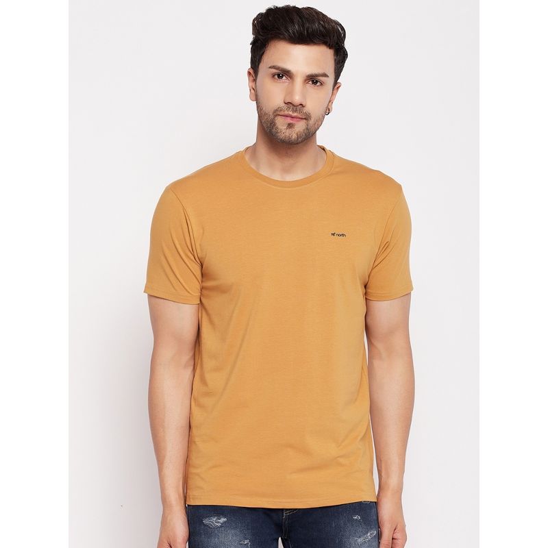 98 Degree North Mens Cotton Lycra Brown Round Neck T-Shirt (2XL)