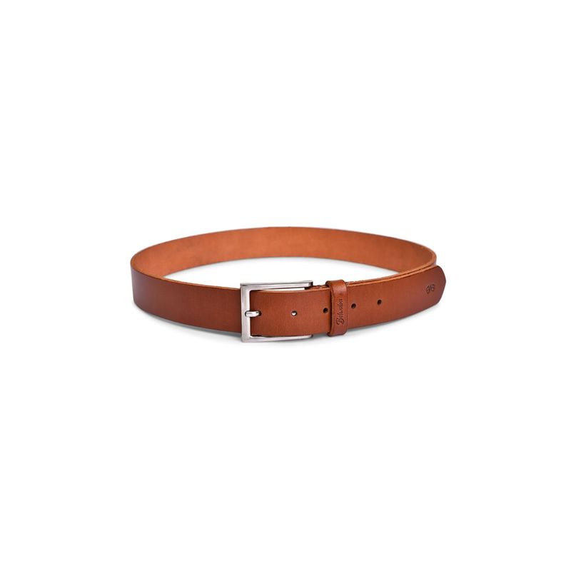 Belwaba Genuine Leather Tan Mens Belt With Brushed Nickle Finished Buckle (32)