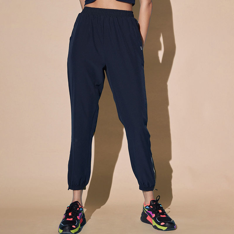 Kica High-Rise Training Track Pants with Ankle Zip Navy Blue (3XL)