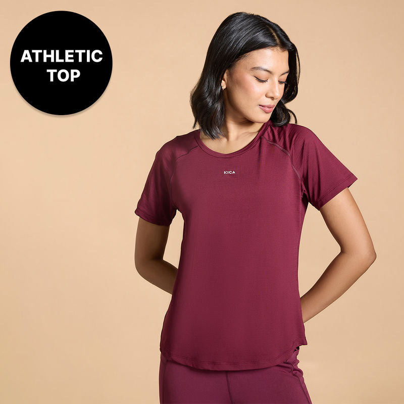 Kica Regular Fit Active Top in DryFit Fabric - Stride Training Collection Maroon (XS)