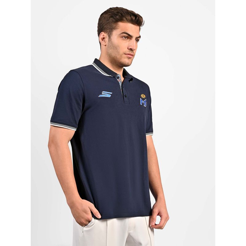 SKECHERS Men MI IPL Travel Royal Black Polo T-Shirt (L)